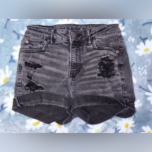 American Eagle Outfitters Black Distressed Denim Shorts